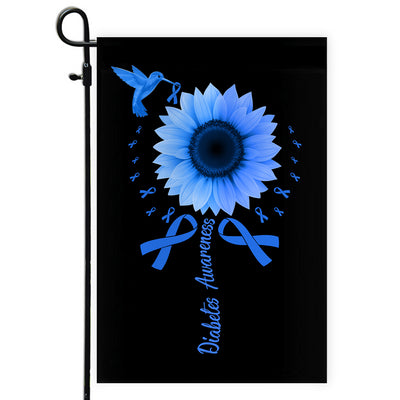 Hummingbird Sunflower Diabetes Awareness Flag Blue Ribbon Flag | Teecentury.com