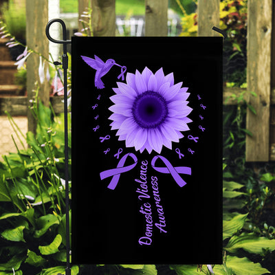 Hummingbird Sunflower Domestic Violence Awareness Flag Purple Ribbon Flag | Teecentury.com