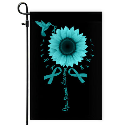 Hummingbird Sunflower Dysautonomia Awareness Flag Turquoise Ribbon Flag | Teecentury.com