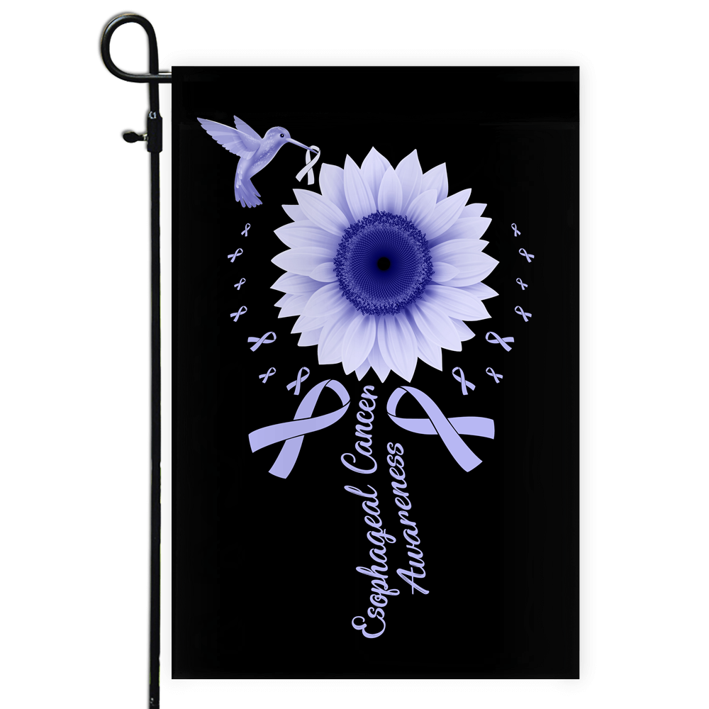 Hummingbird Sunflower Esophageal Cancer Awareness Flag Periwinkle Ribbon Flag | Teecentury.com