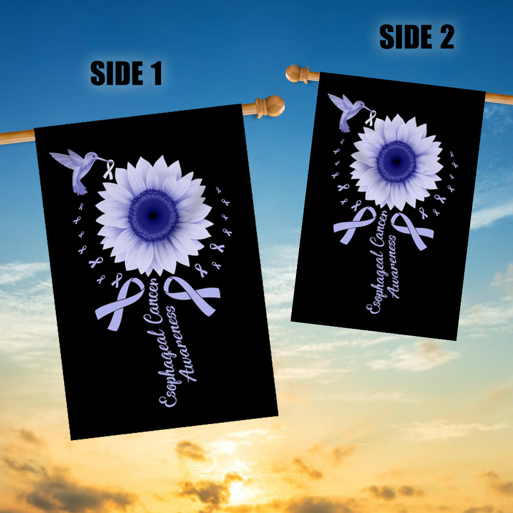 Hummingbird Sunflower Esophageal Cancer Awareness Flag Periwinkle Ribbon Flag | Teecentury.com