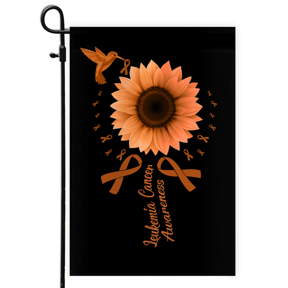 Hummingbird Sunflower Leukemia Cancer Awareness Flag Orange Ribbon Flag | Teecentury.com