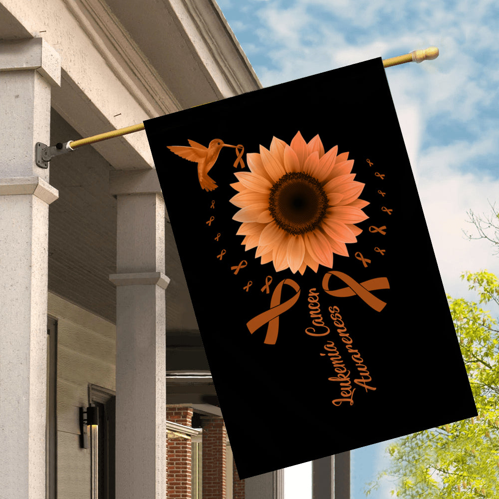Hummingbird Sunflower Leukemia Cancer Awareness Flag Orange Ribbon Flag | Teecentury.com