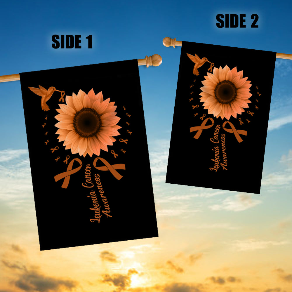 Hummingbird Sunflower Leukemia Cancer Awareness Flag Orange Ribbon Flag | Teecentury.com