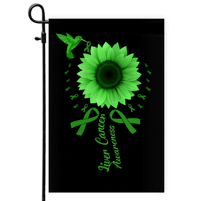 Hummingbird Sunflower Liver Cancer Awareness Flag Green Ribbon Flag | Teecentury.com