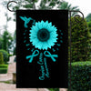 Hummingbird Sunflower Ovarian Cancer Awareness Flag Teal Ribbon Flag | Teecentury.com