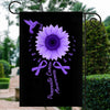 Hummingbird Sunflower Pancreatic Cancer Awareness Flag Purple Ribbon Flag | Teecentury.com