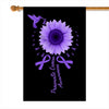 Hummingbird Sunflower Pancreatic Cancer Awareness Flag Purple Ribbon Flag | Teecentury.com