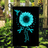 Hummingbird Sunflower Peritoneal Cancer Awareness Flag Teal Ribbon Flag | Teecentury.com