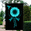 Hummingbird Sunflower Peritoneal Cancer Awareness Flag Teal Ribbon Flag | Teecentury.com