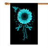 Hummingbird Sunflower Peritoneal Cancer Awareness Flag Teal Ribbon Flag | Teecentury.com