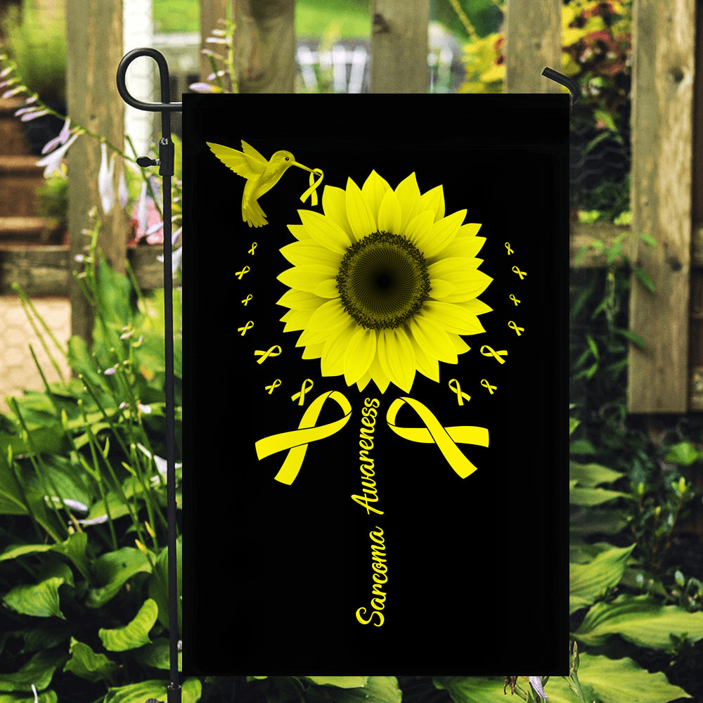 Hummingbird Sunflower Sarcoma Awareness Flag Yellow Ribbon Flag | Teecentury.com
