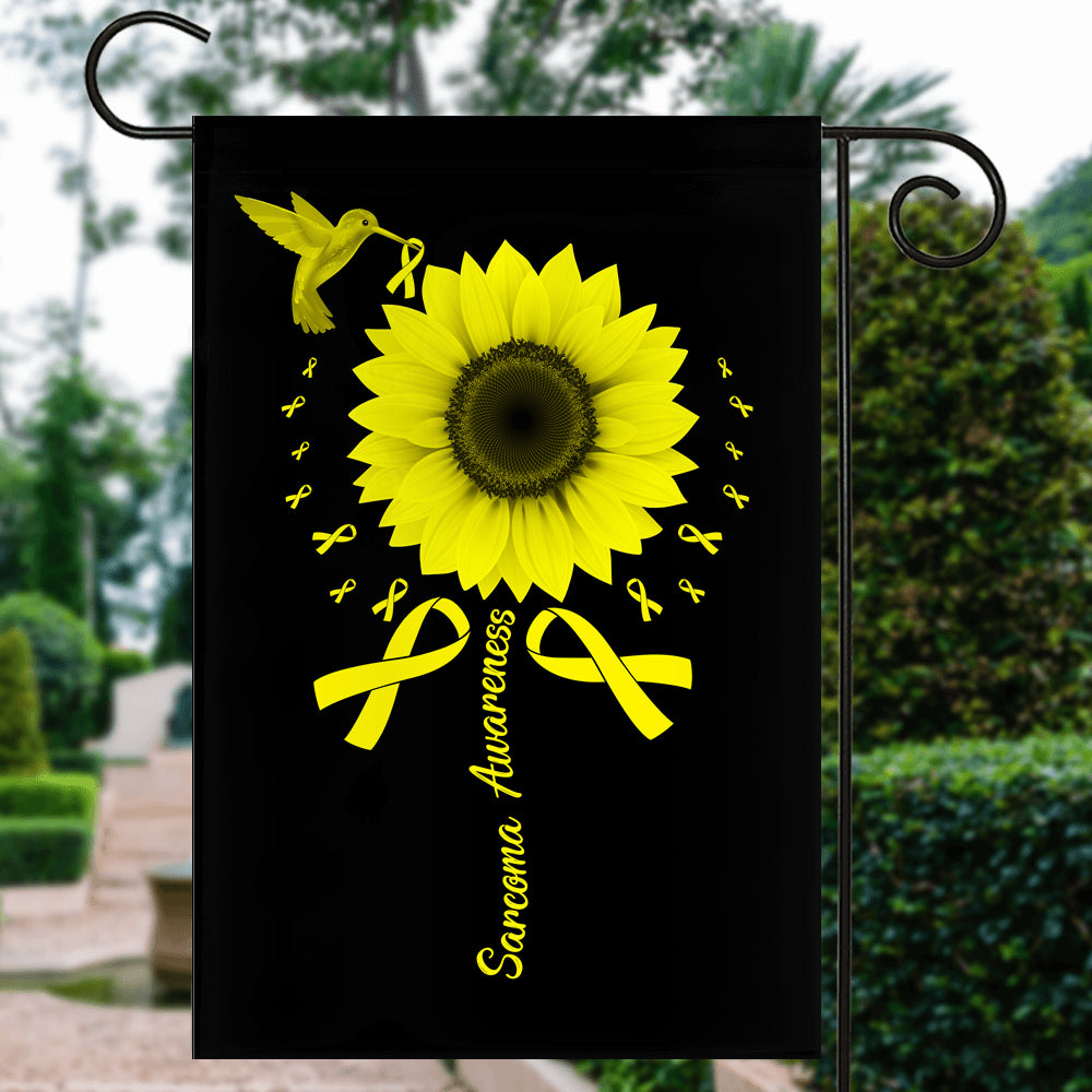 Hummingbird Sunflower Sarcoma Awareness Flag Yellow Ribbon Flag | Teecentury.com