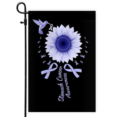 Hummingbird Sunflower Stomach Cancer Awareness Flag Periwinkle Ribbon Flag | Teecentury.com