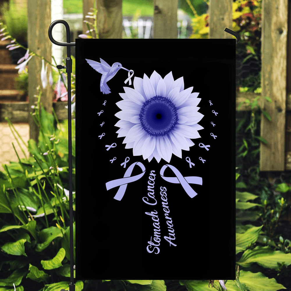 Hummingbird Sunflower Stomach Cancer Awareness Flag Periwinkle Ribbon Flag | Teecentury.com
