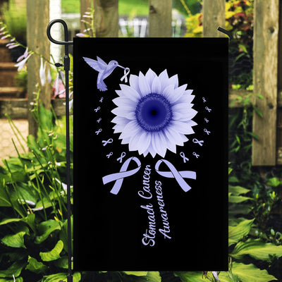 Hummingbird Sunflower Stomach Cancer Awareness Flag Periwinkle Ribbon Flag | Teecentury.com
