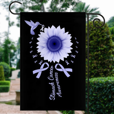 Hummingbird Sunflower Stomach Cancer Awareness Flag Periwinkle Ribbon Flag | Teecentury.com