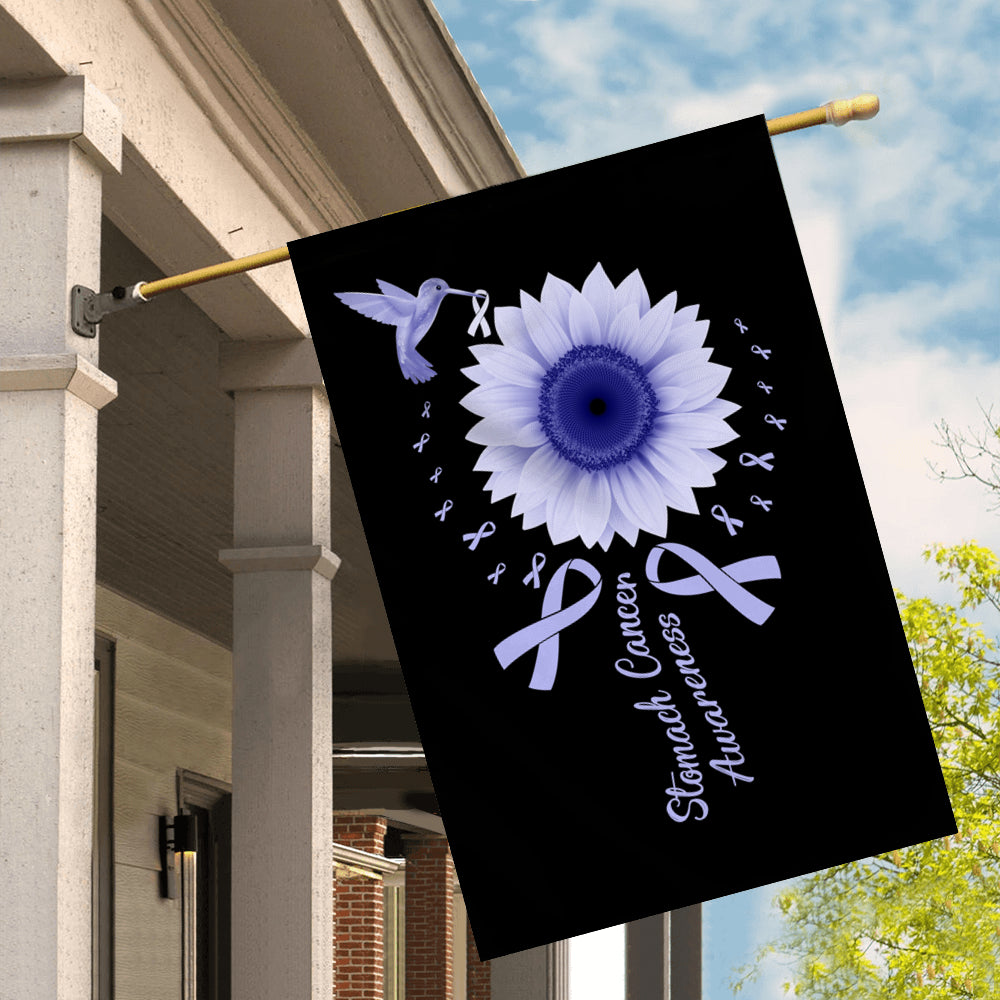 Hummingbird Sunflower Stomach Cancer Awareness Flag Periwinkle Ribbon Flag | Teecentury.com
