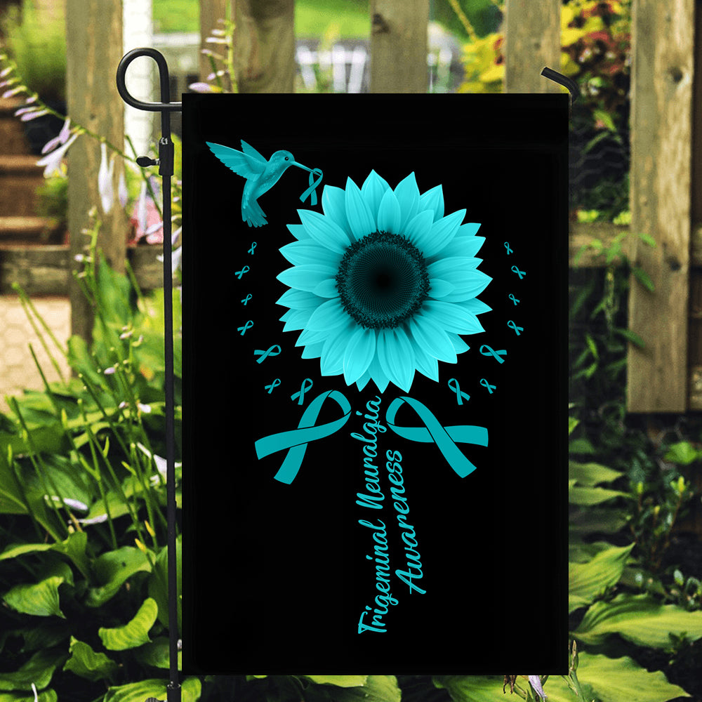 Hummingbird Sunflower Trigeminal Neuralgia Awareness Flag Teal Ribbon Flag | Teecentury.com