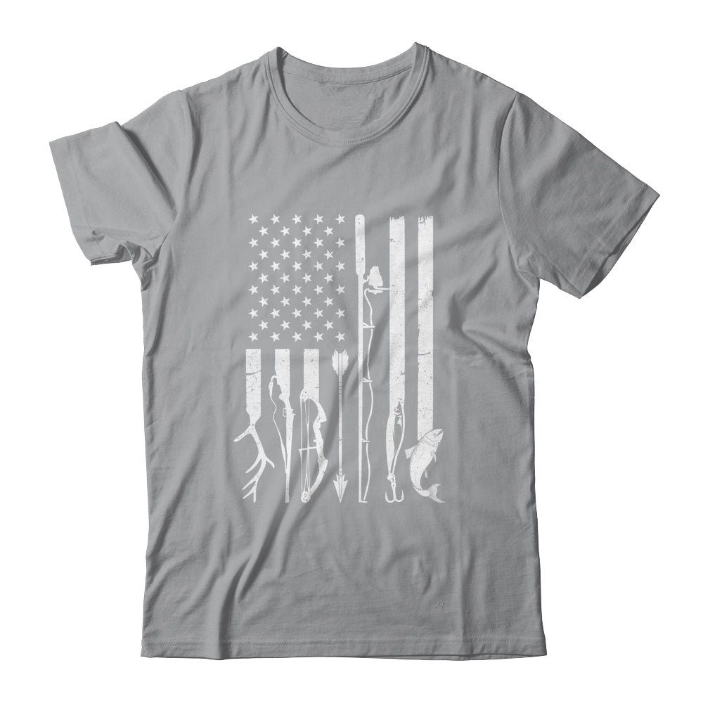 Hunting Fishing USA Flag American T-Shirt & Hoodie | Teecentury.com
