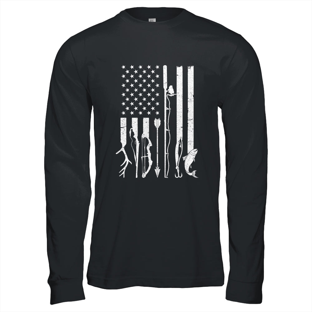 Hunting Fishing USA Flag American T-Shirt & Hoodie | Teecentury.com