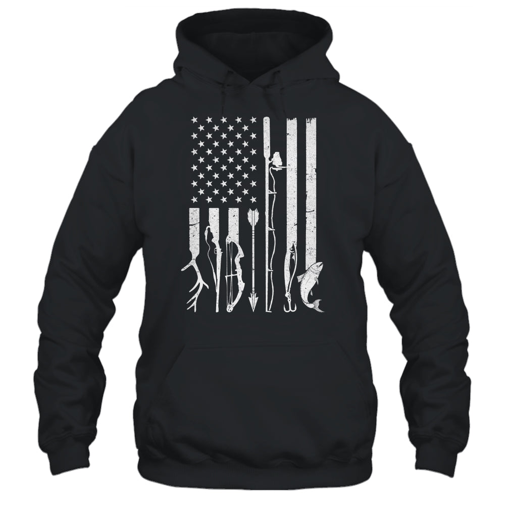 Hunting Fishing USA Flag American T-Shirt & Hoodie | Teecentury.com