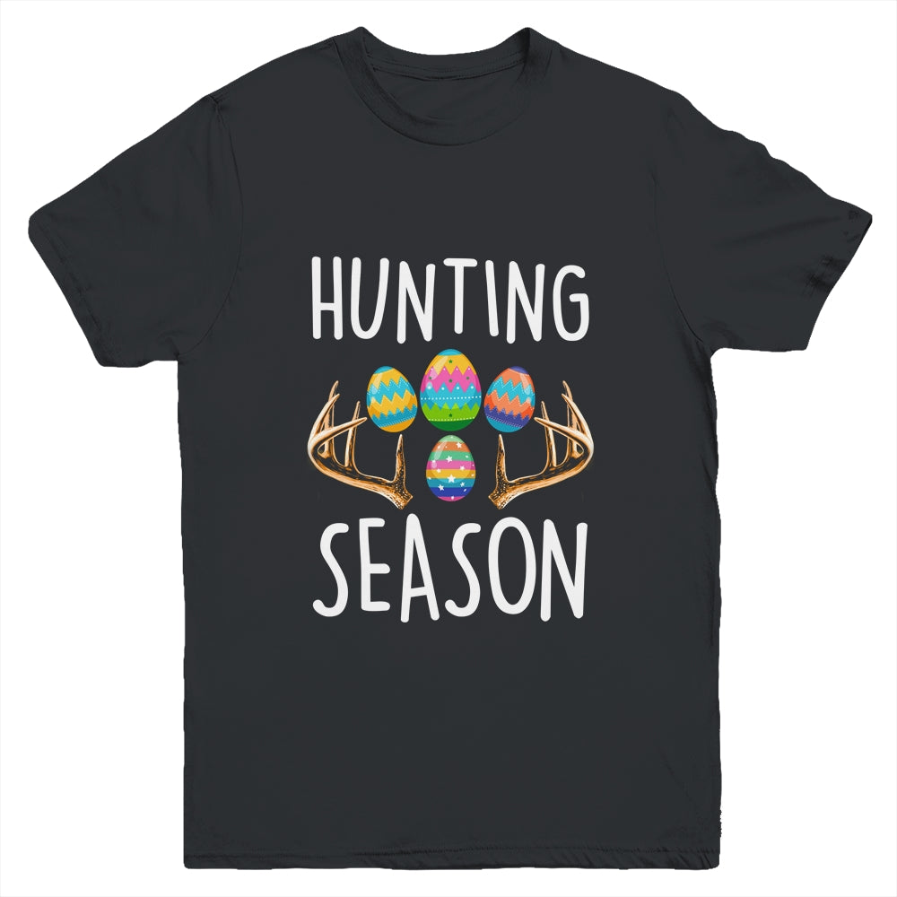 Hunting Season Eggs Antler Funny Easter Egg Hunt Hunter Kids Youth Shirt | teecentury
