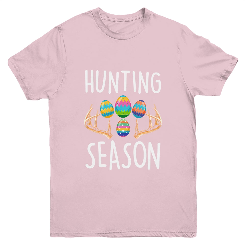 Hunting Season Eggs Antler Funny Easter Egg Hunt Hunter Kids Youth Shirt | teecentury