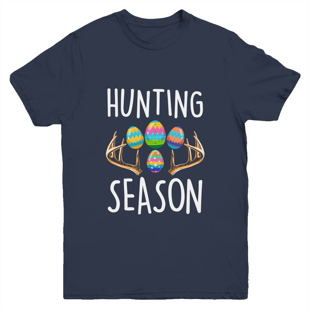 Hunting Season Eggs Antler Funny Easter Egg Hunt Hunter Kids Youth Shirt | teecentury