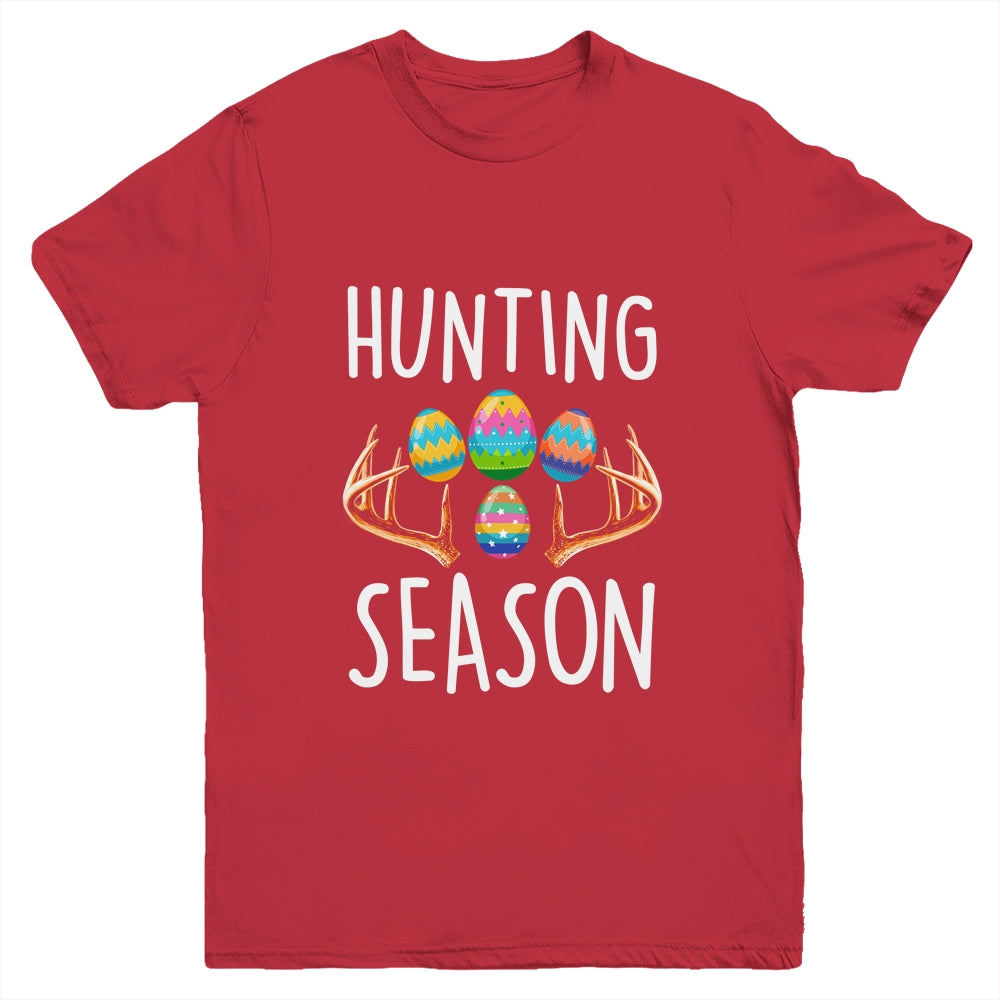 Hunting Season Eggs Antler Funny Easter Egg Hunt Hunter Kids Youth Shirt | teecentury