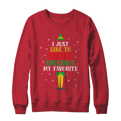 I Just Like To Smile Smiling's My Favorite Elf Christmas T-Shirt & Sweatshirt | Teecentury.com