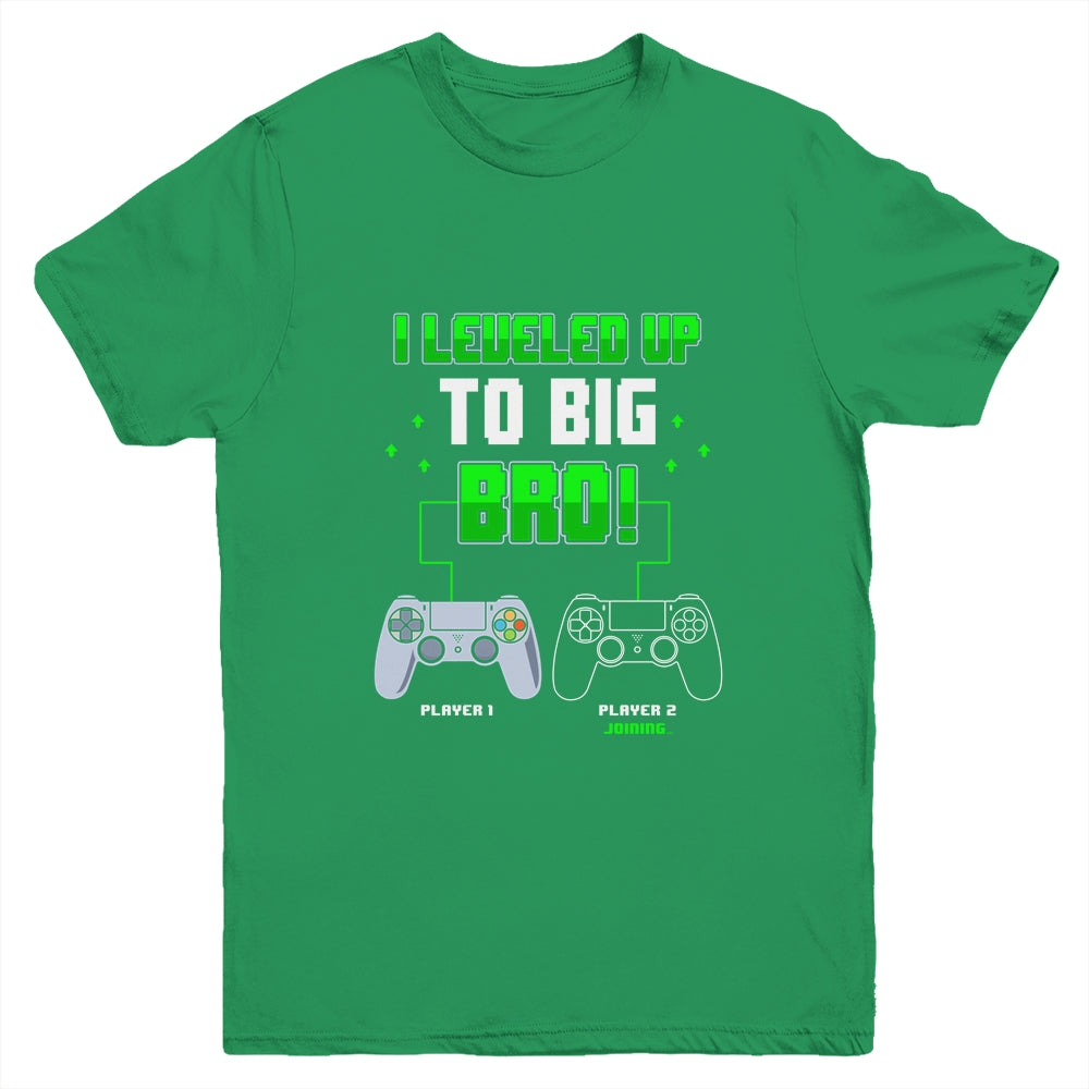 I Leveled Up To Big Bro Gamer New Brother Pregnancy Reveal Youth Youth Shirt | Teecentury.com