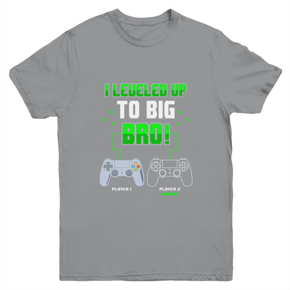 I Leveled Up To Big Bro Gamer New Brother Pregnancy Reveal Youth Youth Shirt | Teecentury.com
