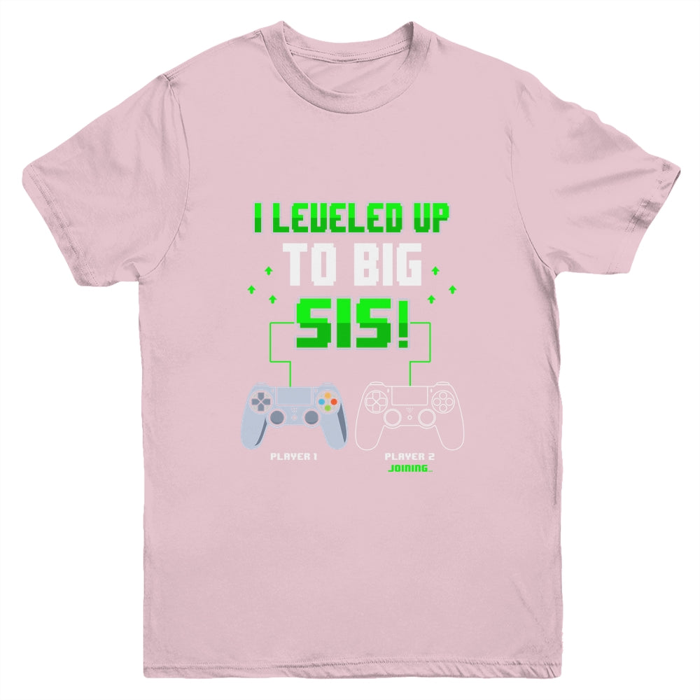 I Leveled Up To Big Sis Gamer New Sister Pregnancy Reveal Youth Youth Shirt | Teecentury.com