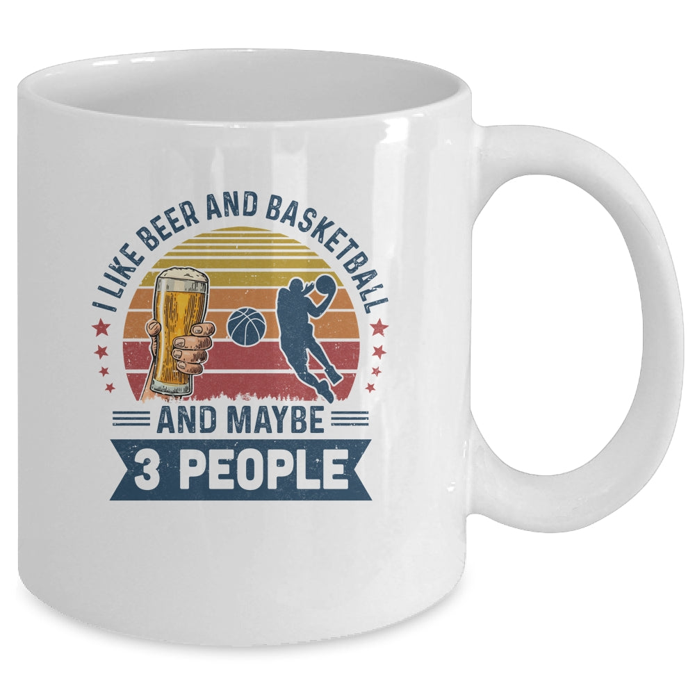 I Like Beer And Basketball Maybe 3 People Vintage Mug Coffee Mug | Teecentury.com