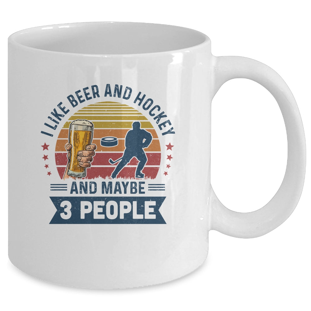 I Like Beer And Hockey Maybe 3 People Vintage Mug Coffee Mug | Teecentury.com