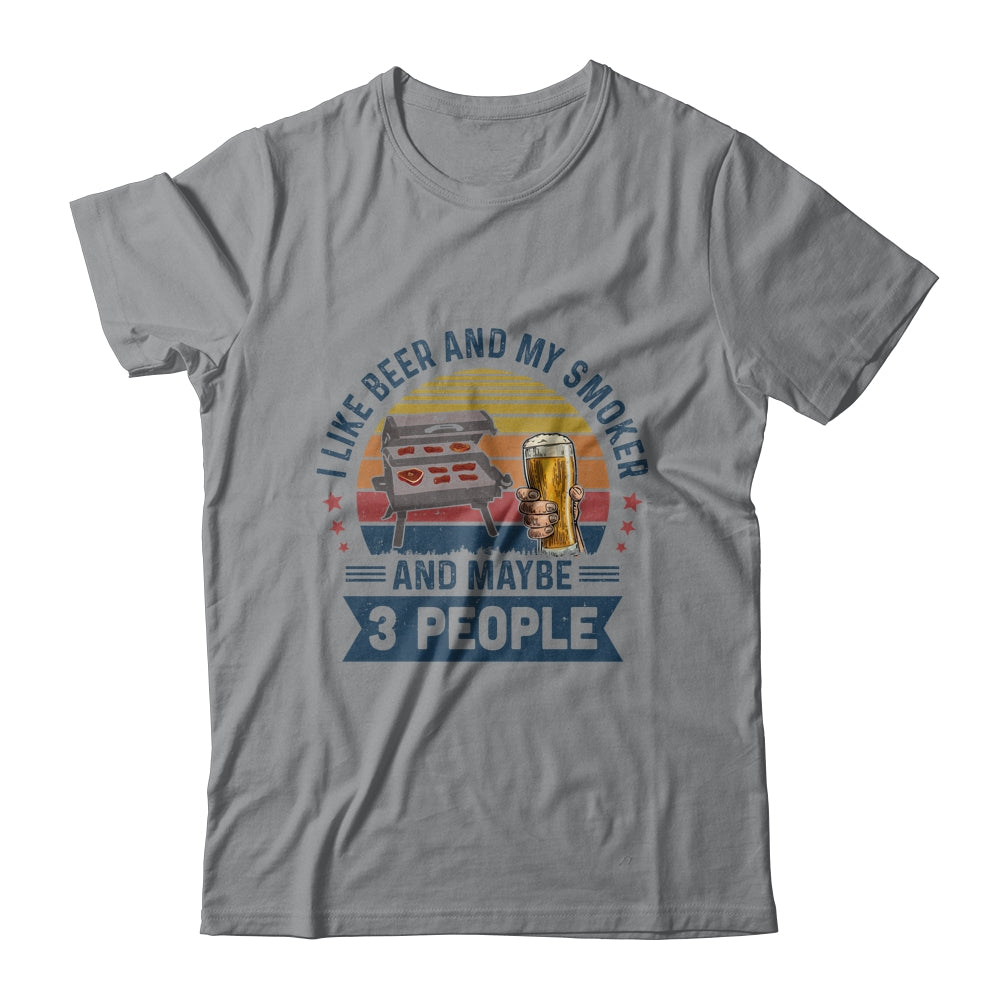I Like Beer And My Smoker And Maybe 3 People Wine Vintage T-Shirt & Hoodie | Teecentury.com