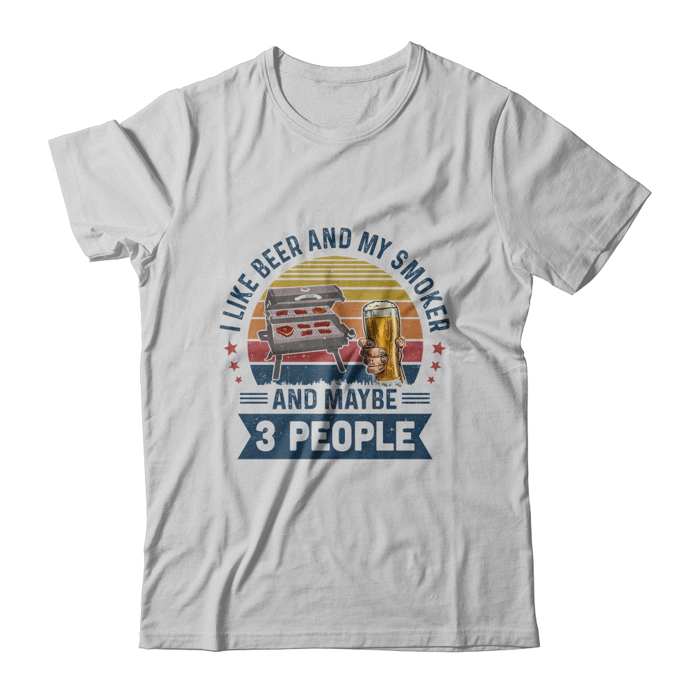 I Like Beer And My Smoker And Maybe 3 People Wine Vintage T-Shirt & Hoodie | Teecentury.com