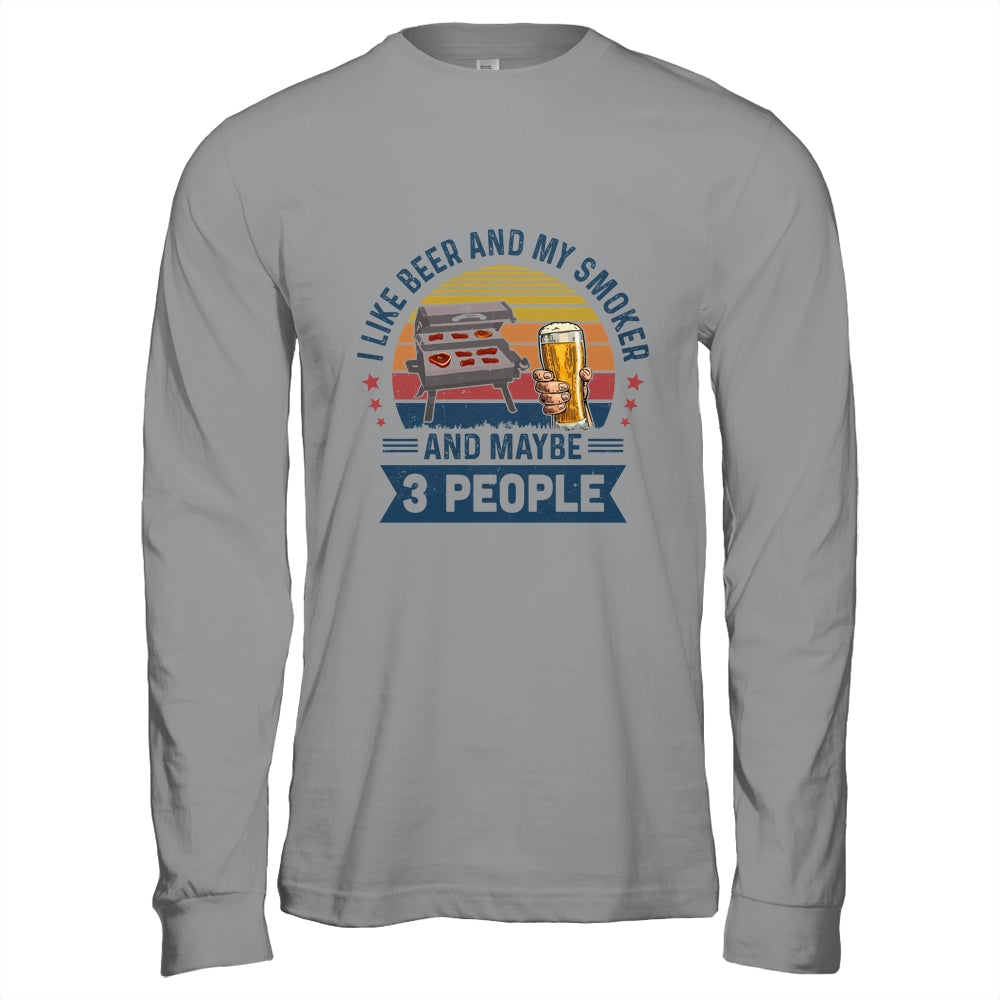 I Like Beer And My Smoker And Maybe 3 People Wine Vintage T-Shirt & Hoodie | Teecentury.com