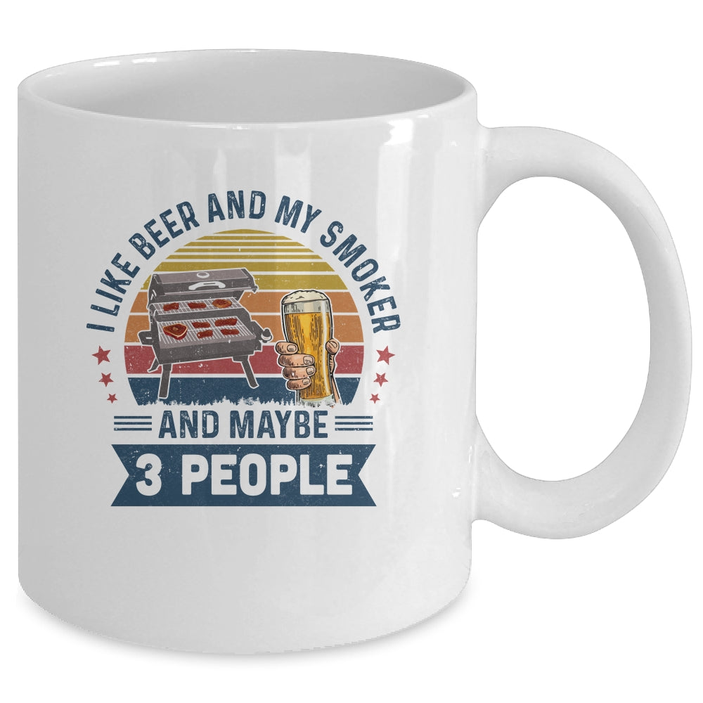 I Like Beer And My Smoker And Maybe 3 People Wine Vintage Mug Coffee Mug | Teecentury.com