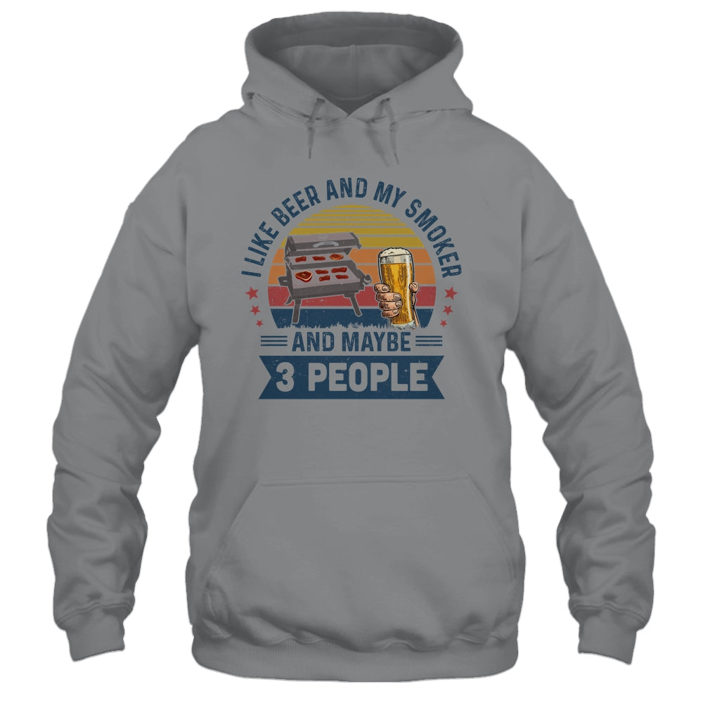 I Like Beer And My Smoker And Maybe 3 People Wine Vintage T-Shirt & Hoodie | Teecentury.com