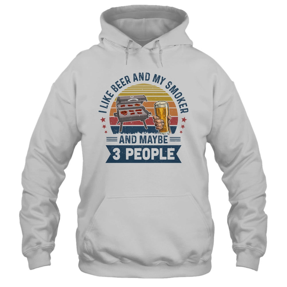 I Like Beer And My Smoker And Maybe 3 People Wine Vintage T-Shirt & Hoodie | Teecentury.com