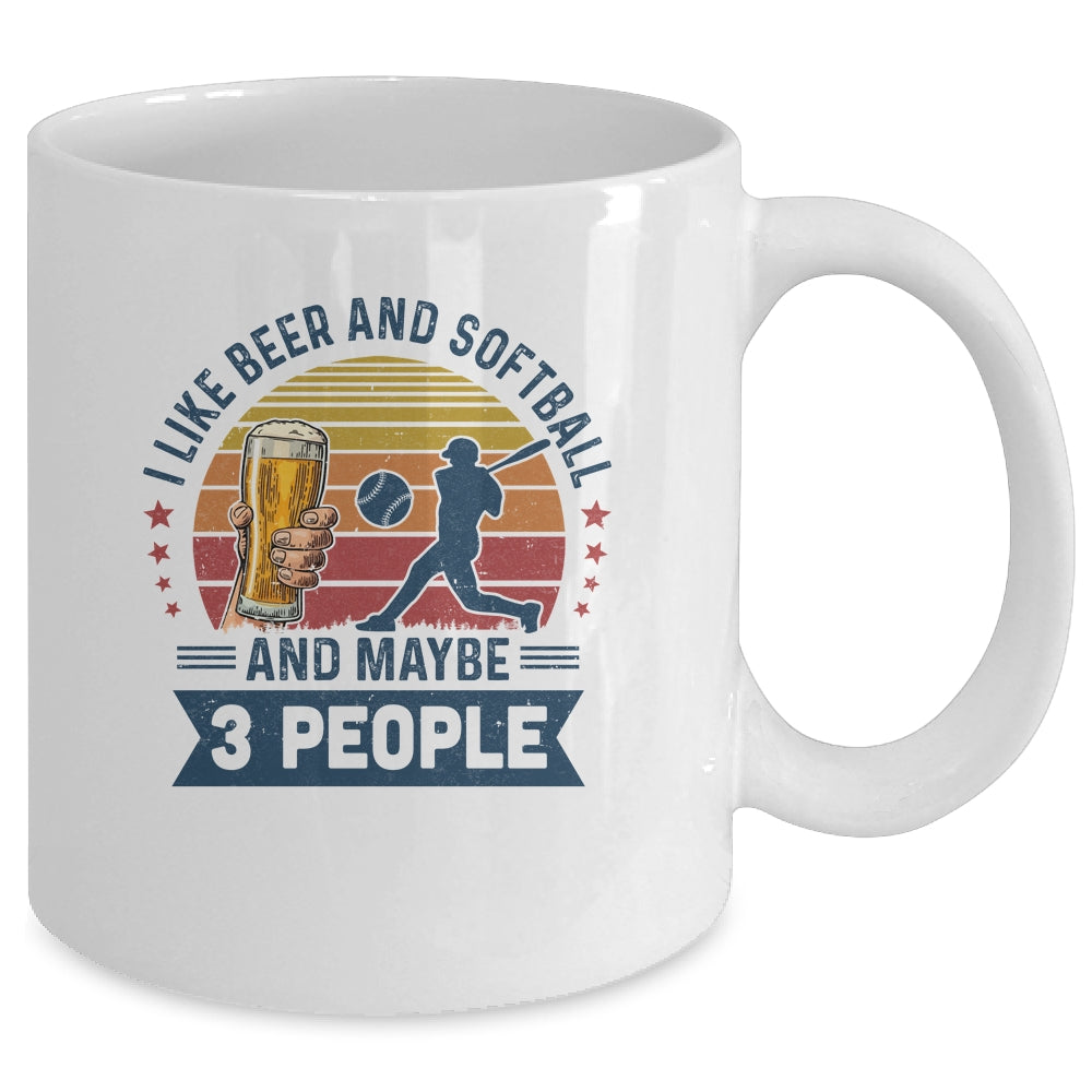 I Like Beer And Softball Maybe 3 People Vintage Mug Coffee Mug | Teecentury.com