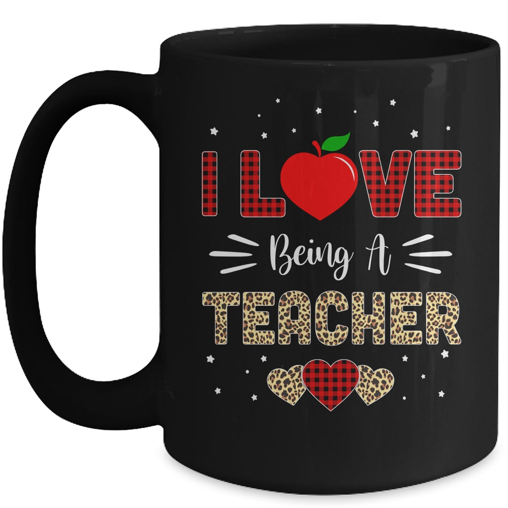 I Love Being A Teacher Leopard Valentine's Day Mug Coffee Mug | Teecentury.com