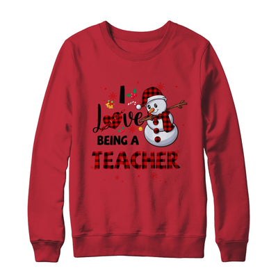 I Love Being A Teacher Snowman Dab Christmas Red Plaid T-Shirt & Sweatshirt | Teecentury.com