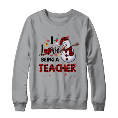 I Love Being A Teacher Snowman Dab Christmas Red Plaid T-Shirt & Sweatshirt | Teecentury.com