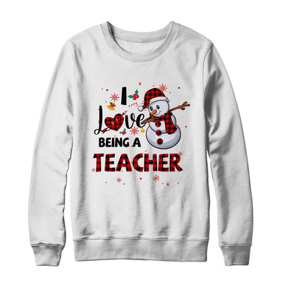 I Love Being A Teacher Snowman Dab Christmas Red Plaid T-Shirt & Sweatshirt | Teecentury.com