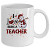 I Love Being A Teacher Snowman Dab Christmas Red Plaid Mug Coffee Mug | Teecentury.com