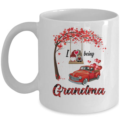 I Love Being Grandma Gnome Red Plaid Heart Valentines Day Mug Coffee Mug | Teecentury.com