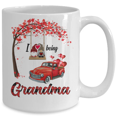 I Love Being Grandma Gnome Red Plaid Heart Valentines Day Mug Coffee Mug | Teecentury.com